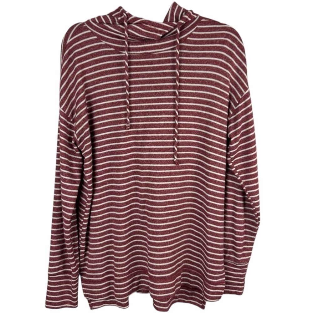 Workshop Republic Clothing Soft Red & White Striped Hoodie Size Medium